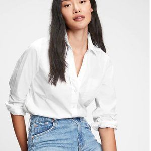 NWT Gap Perfect Shirt in White Poplin